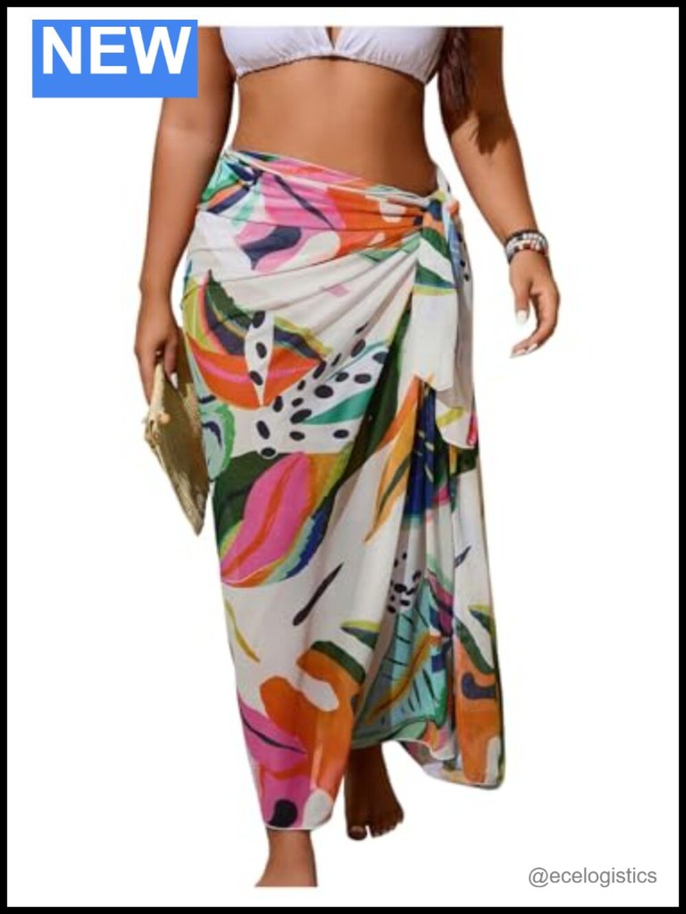 Women's Plus Size Knot Side Sarong Wrap Beach Skirt Maxi See Through